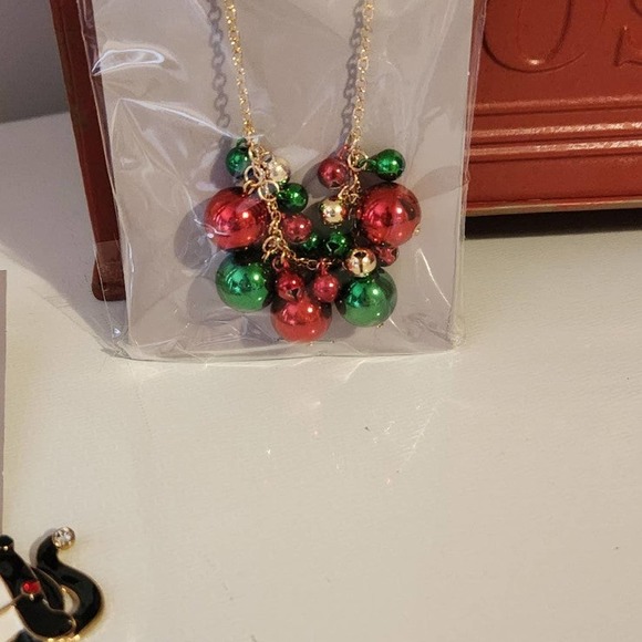 Christmas jingle bell necklace cat ears and cat earrings with jewels lot #25 - Picture 9 of 12